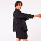 Linen shirt and shorts for men | Solid black
