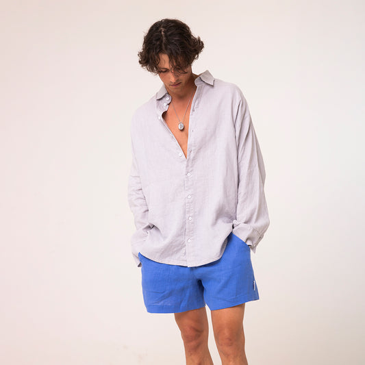 Linen shirt and shorts | light grey