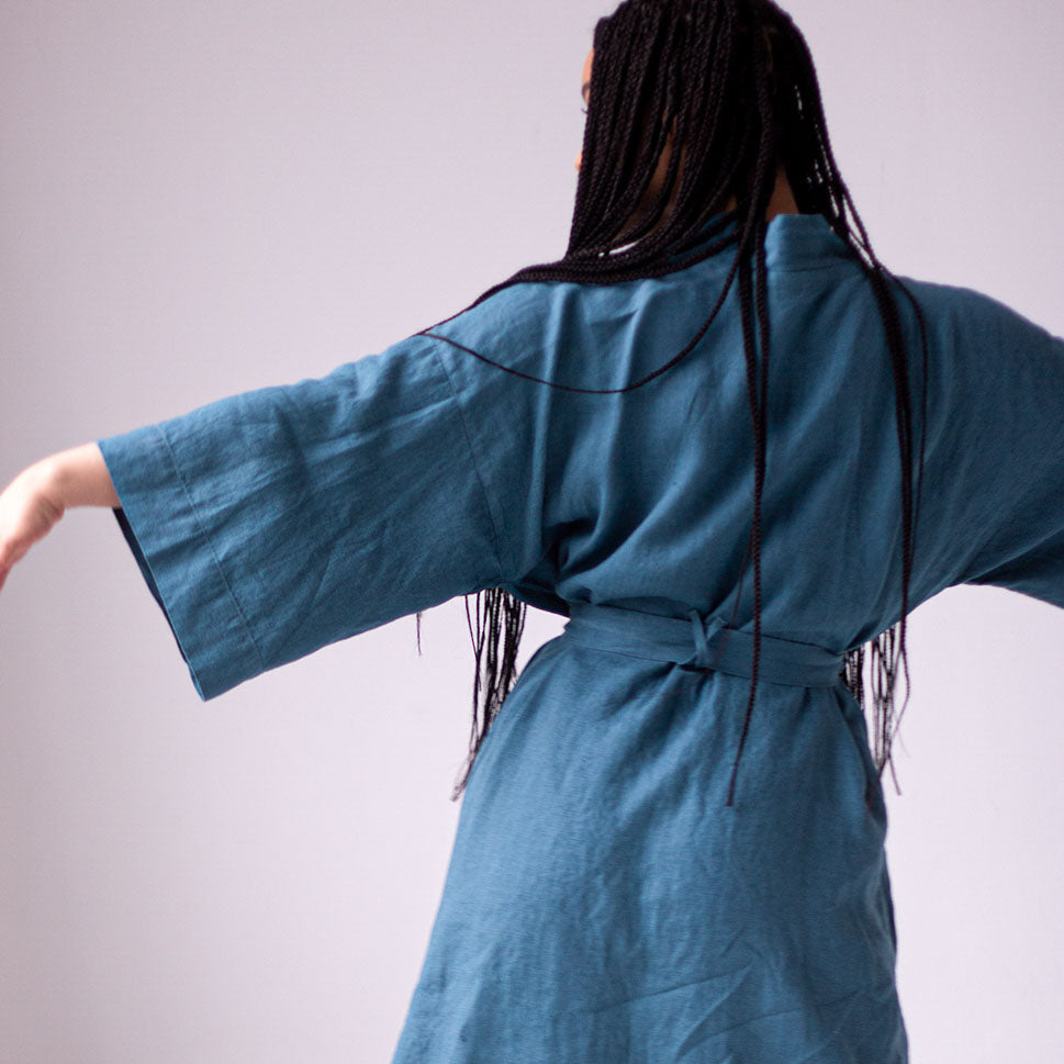 Linen kimono robe 'Ocean'